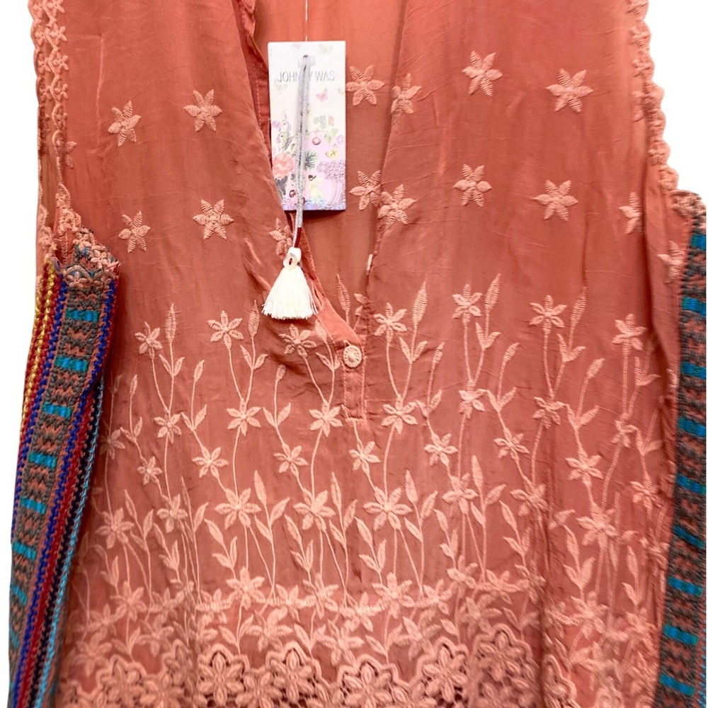 Johnny Was Malin Tank Burnt Orange Embroidered Lace Tassel Top C15721-2 Womens M - Picture 3 of 9